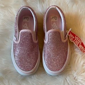 BNIB size 11 Vans Pink & White Glitter Slip-Ons!
